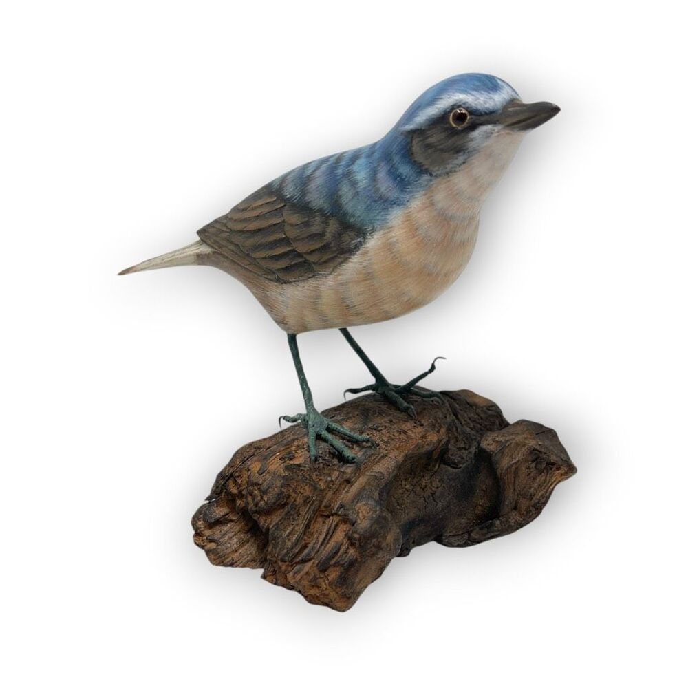 Wheater Bird Blue Sculpture Small Folk Art Made in Hong Kong